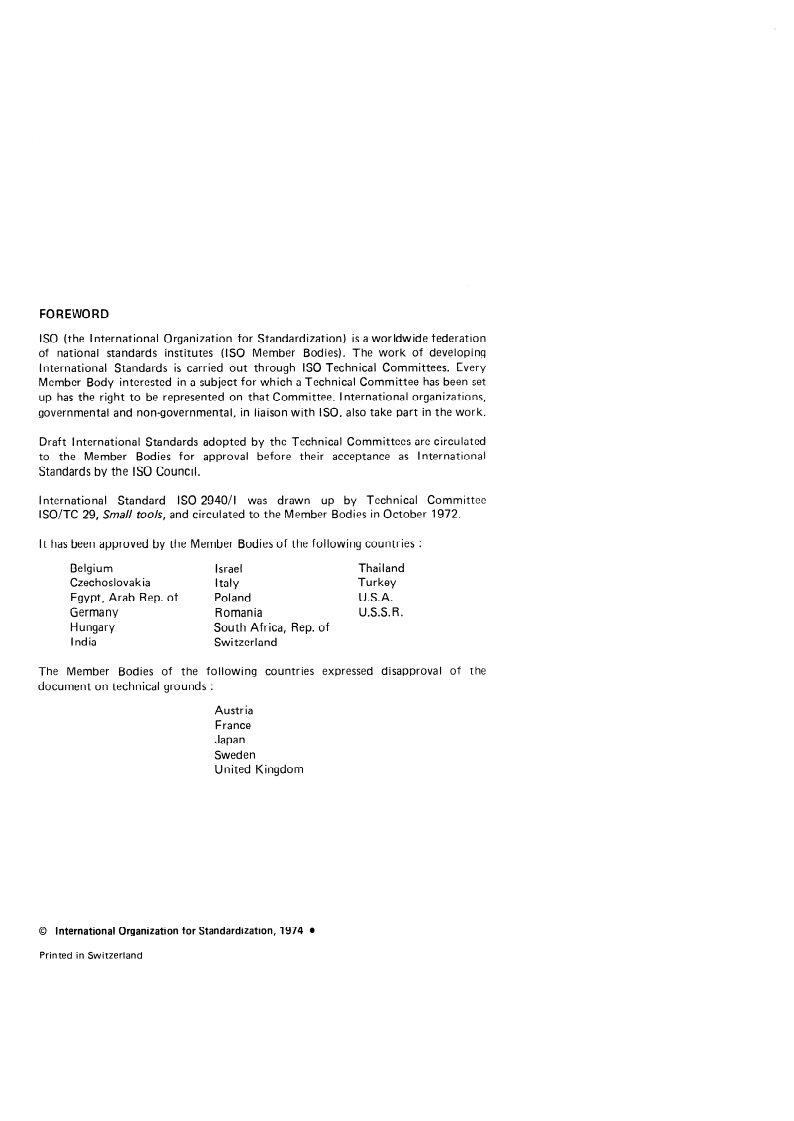 ISO 2940-1:1974 ISO 2940-1:1974 - Milling cutters mounted on centring arbors having a 7/24 taper — Fitting dimensions — Centring arbors/1/1974 - Page 2 preview