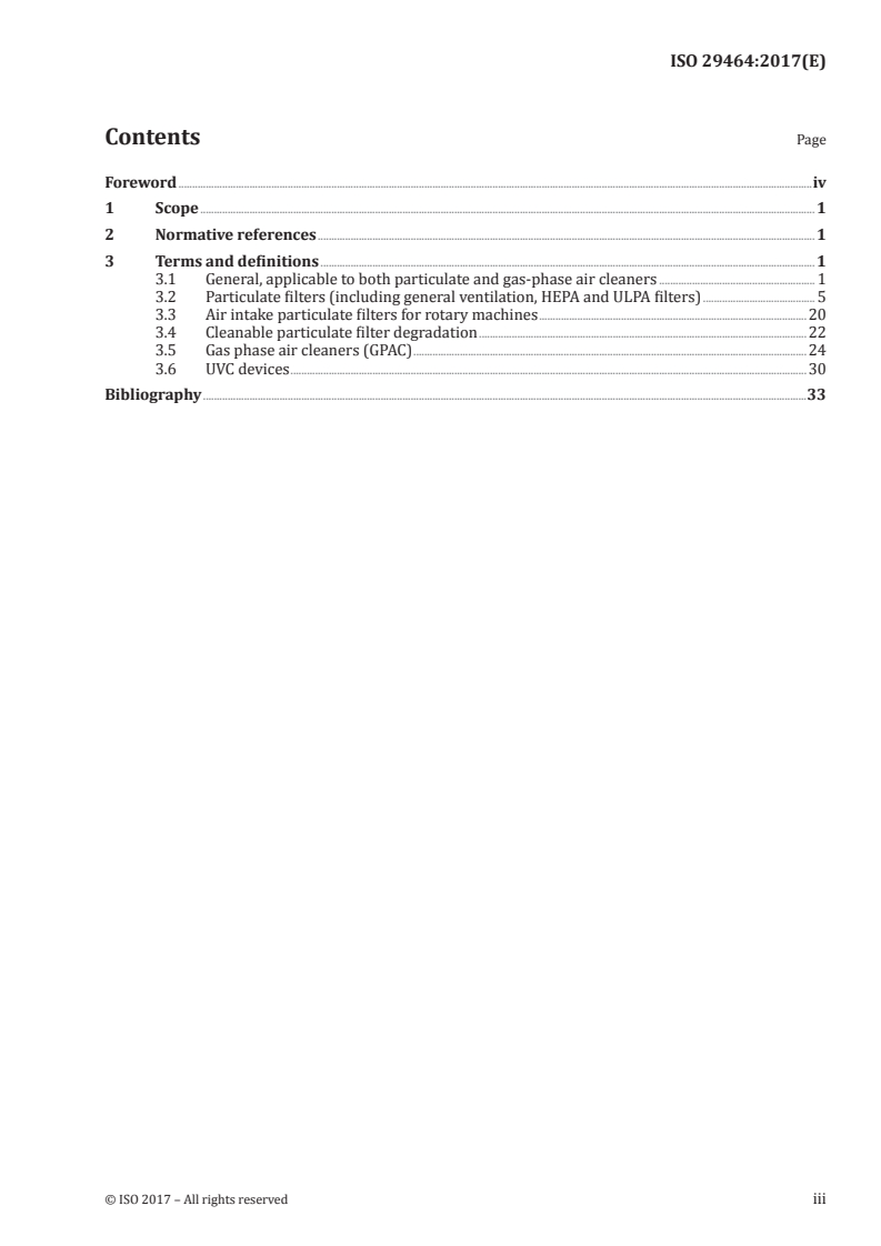 ISO 29464:2017 ISO 29464:2017 - Cleaning of air and other gases — Terminology/28/2017 - Page 3 preview