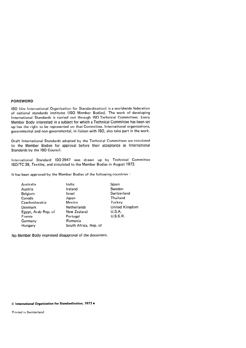 ISO 2947:1973 ISO 2947:1973 - Textiles — Integrated conversion table for replacing traditional yarn numbers by rounded values in the Tex System/1/1973 - Page 2 preview