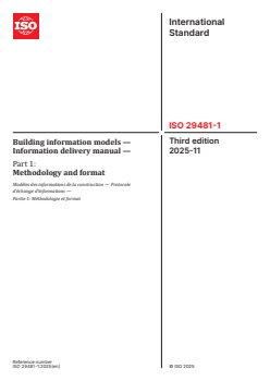 ISO 29481-1:2025 - Building information models — Information delivery manual — Part 1: Methodology and format
Released:11/24/2025 - Page 1 preview