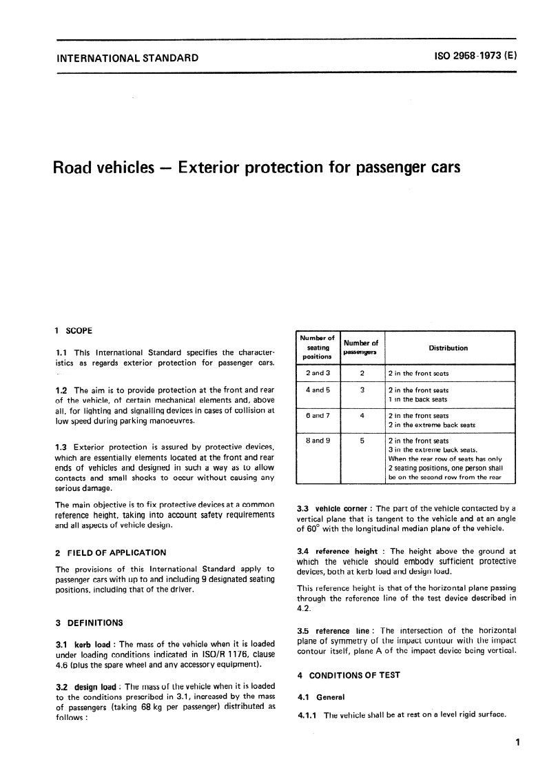 ISO 2958:1973 ISO 2958:1973 - Road vehicles — Exterior protection for passenger cars/1/1973 - Page 3 preview