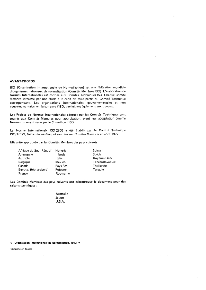 ISO 2958:1973 ISO 2958:1973 - Véhicules routiers — Protection extérieure des voitures particulières/1/1973 - Page 2 preview