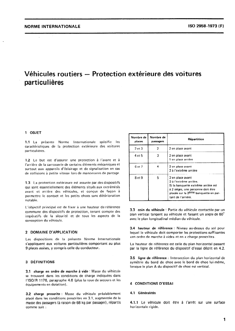 ISO 2958:1973 ISO 2958:1973 - Véhicules routiers — Protection extérieure des voitures particulières/1/1973 - Page 3 preview