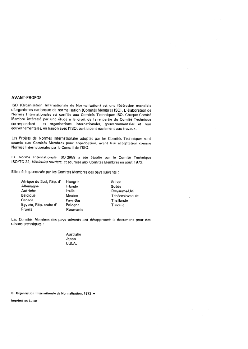 ISO 2958:1973 ISO 2958:1973 - Véhicules routiers — Protection extérieure des voitures particulières/1/1973 - Page 2 preview