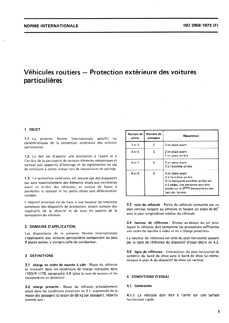 ISO 2958:1973 ISO 2958:1973 - Véhicules routiers — Protection extérieure des voitures particulières/1/1973 - Page 3 preview