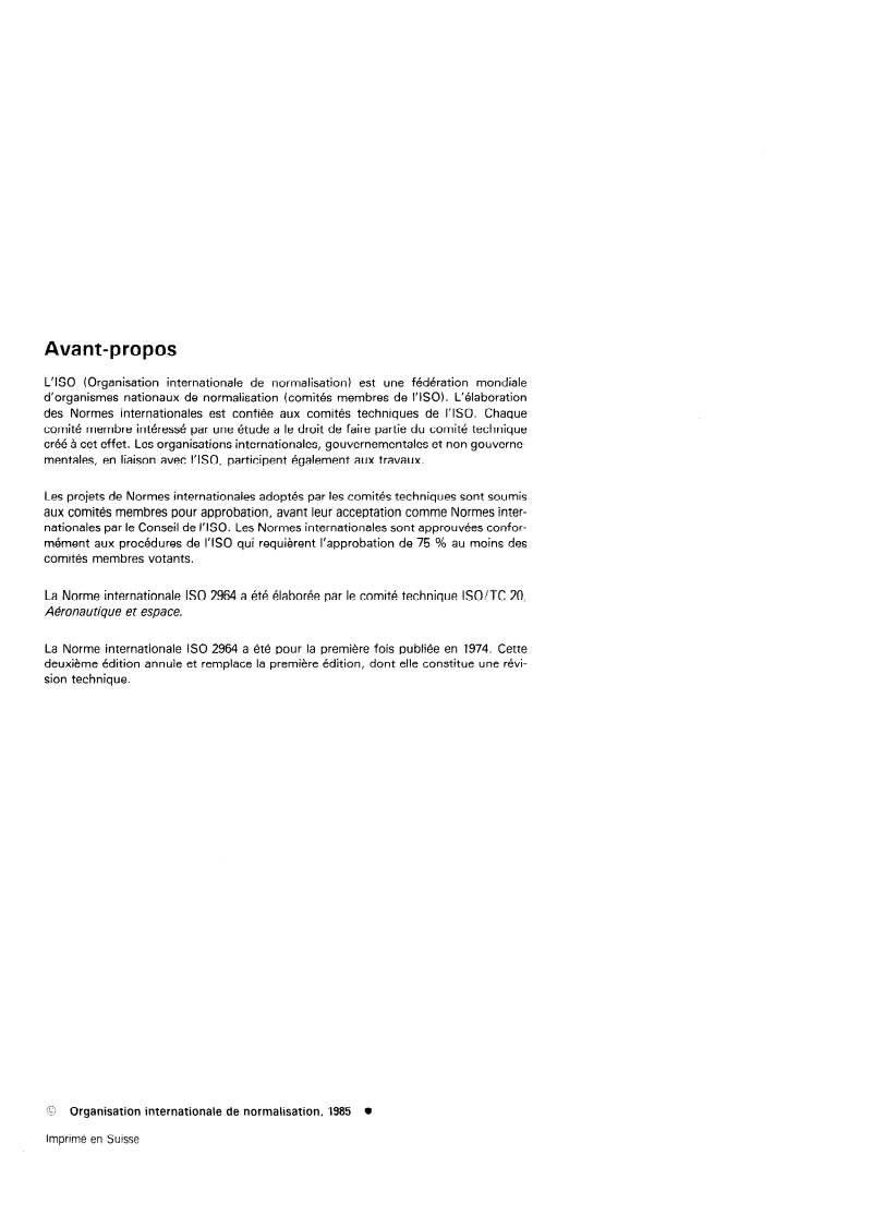 ISO 2964:1985 ISO 2964:1985 - Aéronautique et espace — Tubes — Diamètres extérieurs et épaisseurs — Dimensions métriques/21/1985 - Page 2 preview