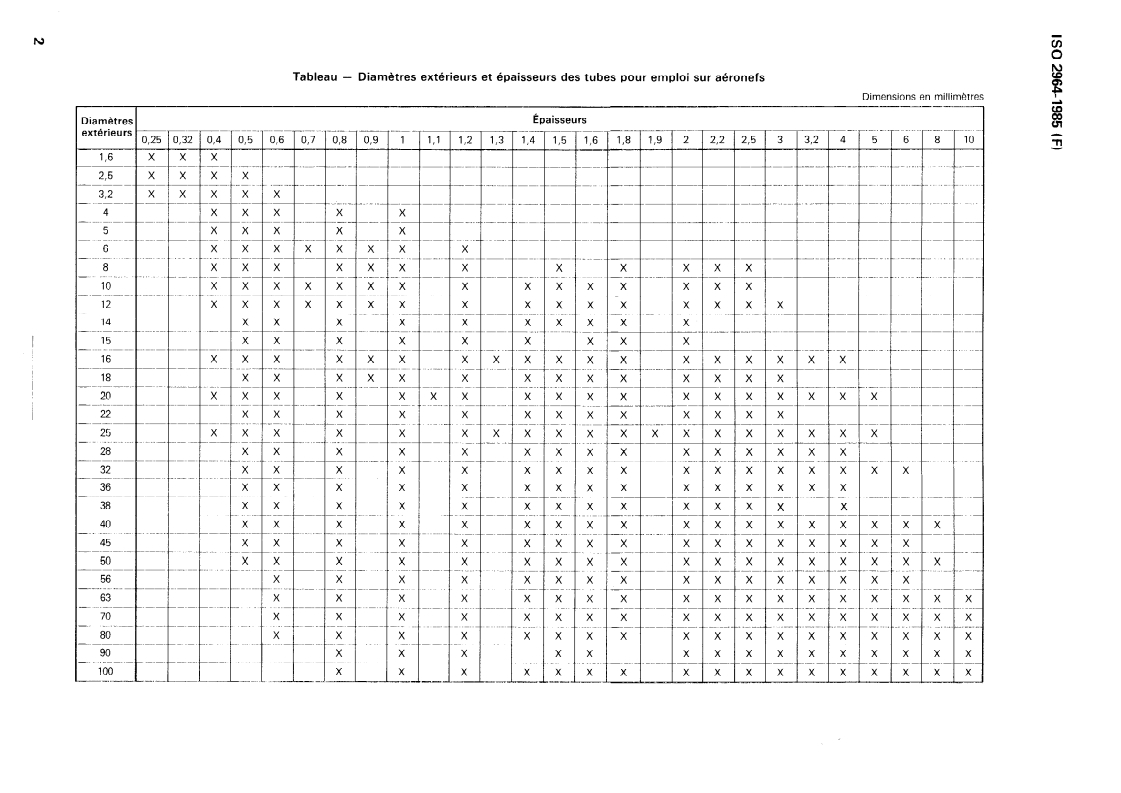 ISO 2964:1985 ISO 2964:1985 - Aéronautique et espace — Tubes — Diamètres extérieurs et épaisseurs — Dimensions métriques/21/1985 - Page 4 preview