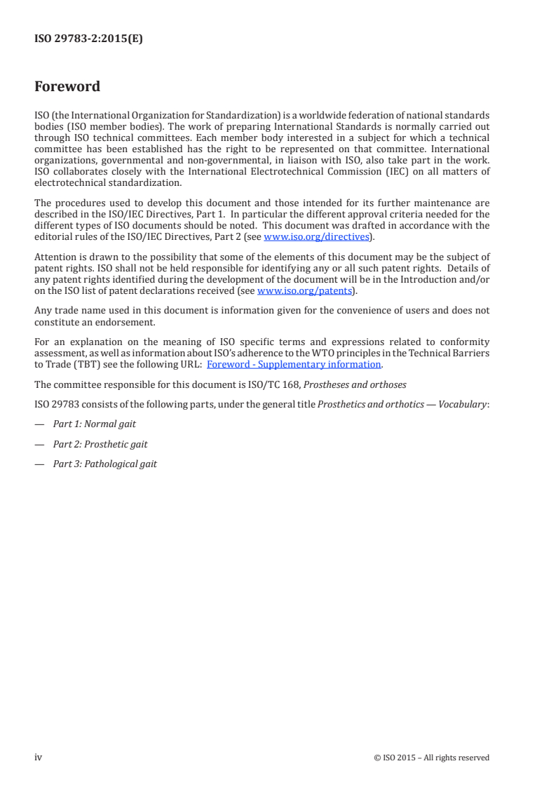 ISO 29783-2:2015 ISO 29783-2:2015 - Prosthetics and orthotics — Vocabulary — Part 2: Prosthetic gait/20/2015 - Page 4 preview