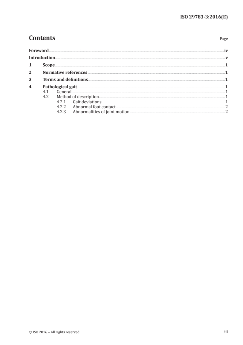 ISO 29783-3:2016 ISO 29783-3:2016 - Prosthetics and orthotics — Vocabulary — Part 3: Pathological gait (excluding prosthetic gait)/9/2016 - Page 3 preview