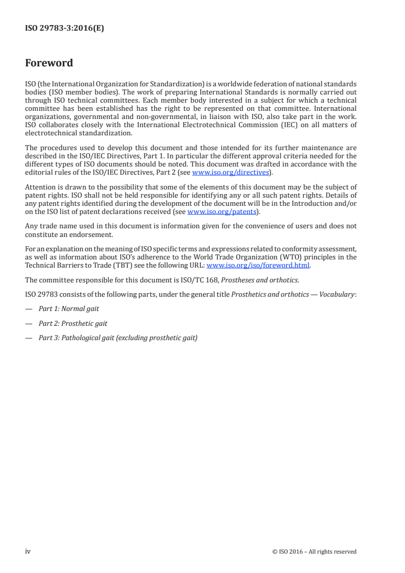 ISO 29783-3:2016 ISO 29783-3:2016 - Prosthetics and orthotics — Vocabulary — Part 3: Pathological gait (excluding prosthetic gait)/9/2016 - Page 4 preview