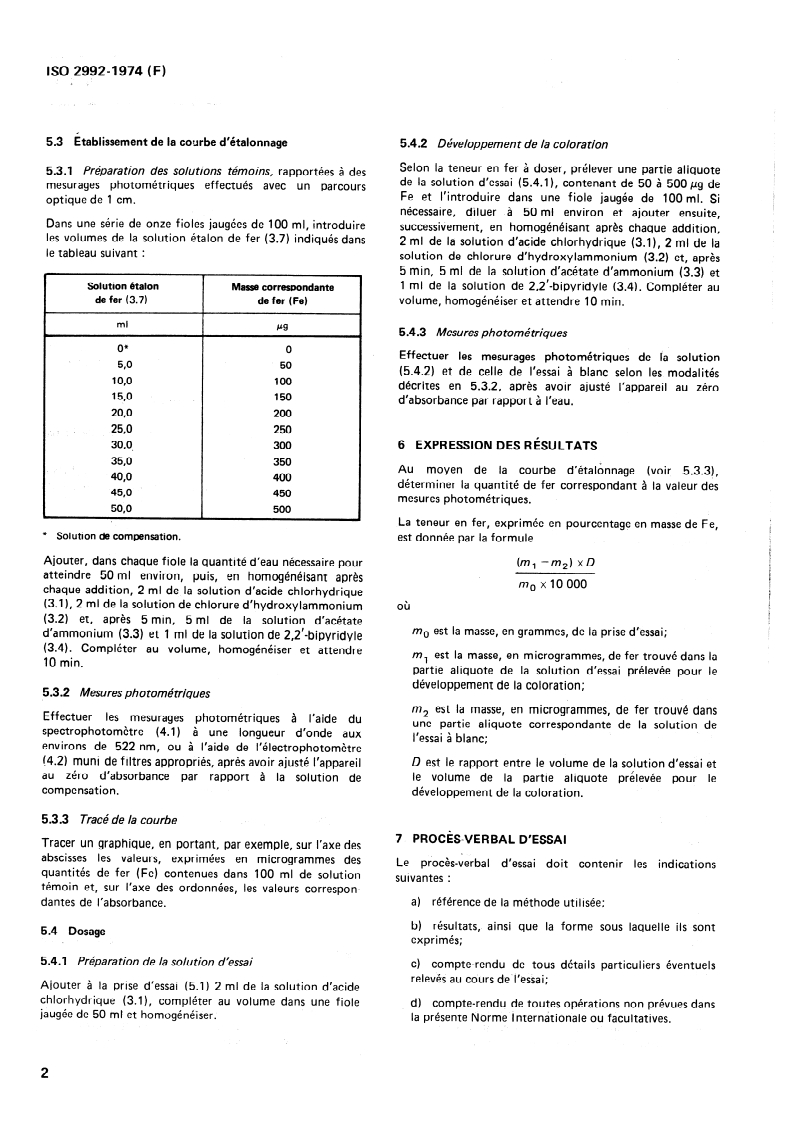 ISO 2992:1974 ISO 2992:1974 - Sulfate d'ammonium à usage industriel — Dosage du fer — Méthode photométrique au 2,2'- bipyridyle/1/1974 - Page 4 preview