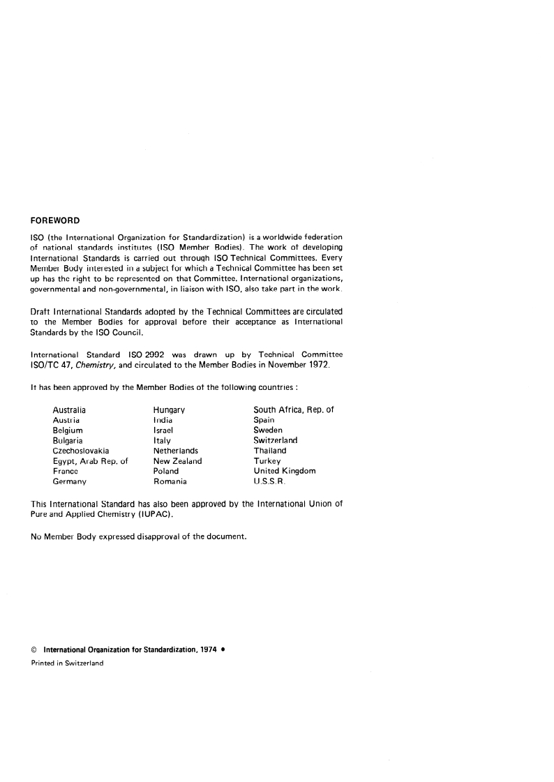 ISO 2992:1974 ISO 2992:1974 - Ammonium sulphate for industrial use — Determination of iron content — 2,2'- Bipyridyl photometric method/1/1974 - Page 2 preview