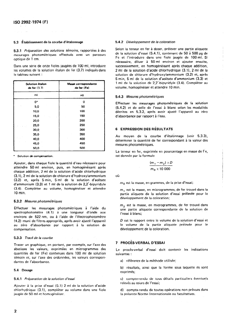 ISO 2992:1974 ISO 2992:1974 - Sulfate d'ammonium à usage industriel — Dosage du fer — Méthode photométrique au 2,2'- bipyridyle/1/1974 - Page 4 preview