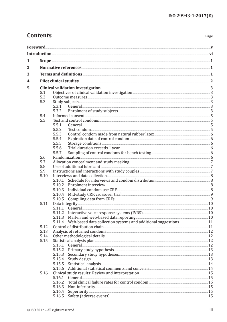 ISO 29943-1:2017 ISO 29943-1:2017 - Condoms — Guidance on clinical studies — Part 1: Male condoms, clinical function studies based on self-reports/6/2017 - Page 3 preview