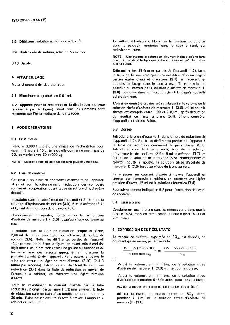 ISO 2997:1974 ISO 2997:1974 - Acide phosphorique à usage industriel — Dosage des sulfates — Méthode par réduction et titrimétrie/1/1974 - Page 4 preview