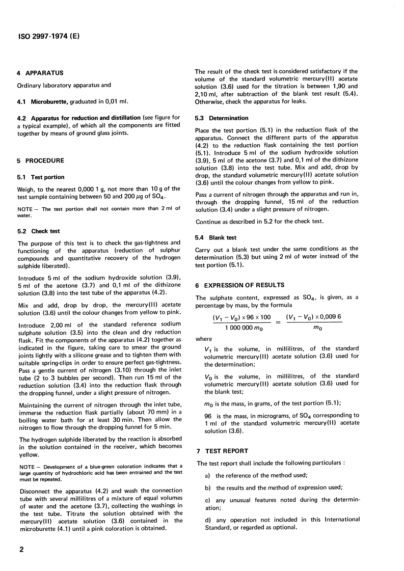 ISO 2997:1974 ISO 2997:1974 - Phosphoric acid for industrial use — Determination of sulphate content — Method by reduction and titrimetry/1/1974 - Page 4 preview
