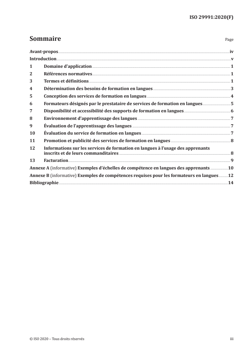 SIST ISO 29991:2023 ISO 29991:2020 - Services de formation en langues — Exigences/15/2020 - Page 3 preview