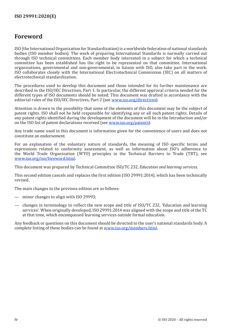 SIST ISO 29991:2023 ISO 29991:2020 - Language-learning services — Requirements/15/2020 - Page 4 preview
