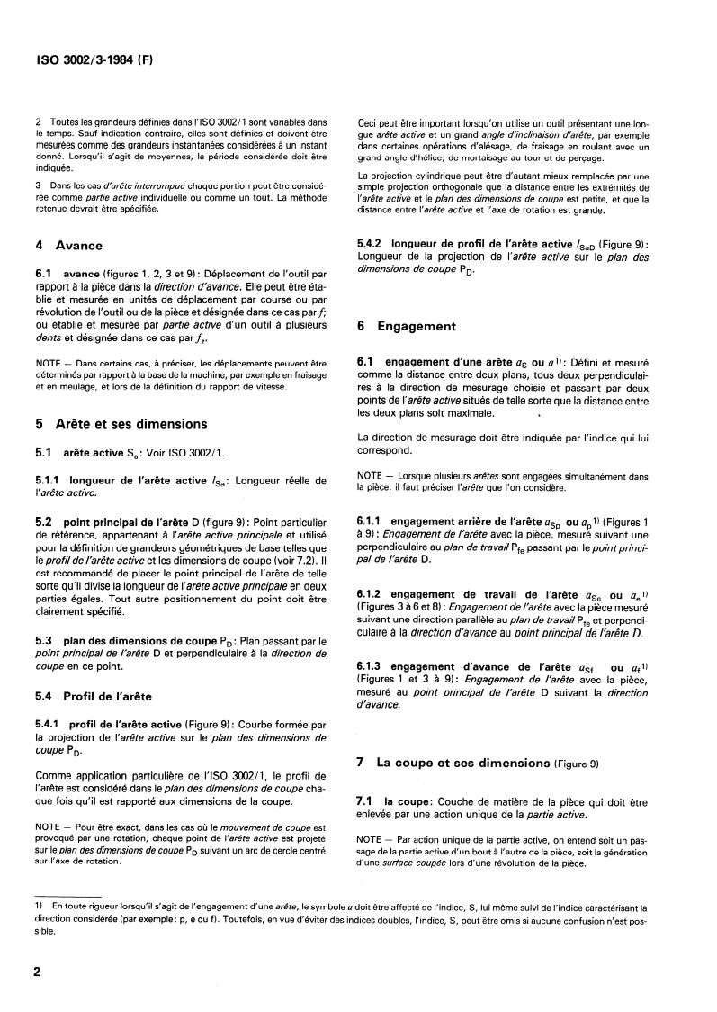 ISO 3002-3:1984 ISO 3002-3:1984 - Grandeurs de base en usinage et rectification — Partie 3: Grandeurs géométriques et cinématiques en usinage/1/1984 - Page 4 preview