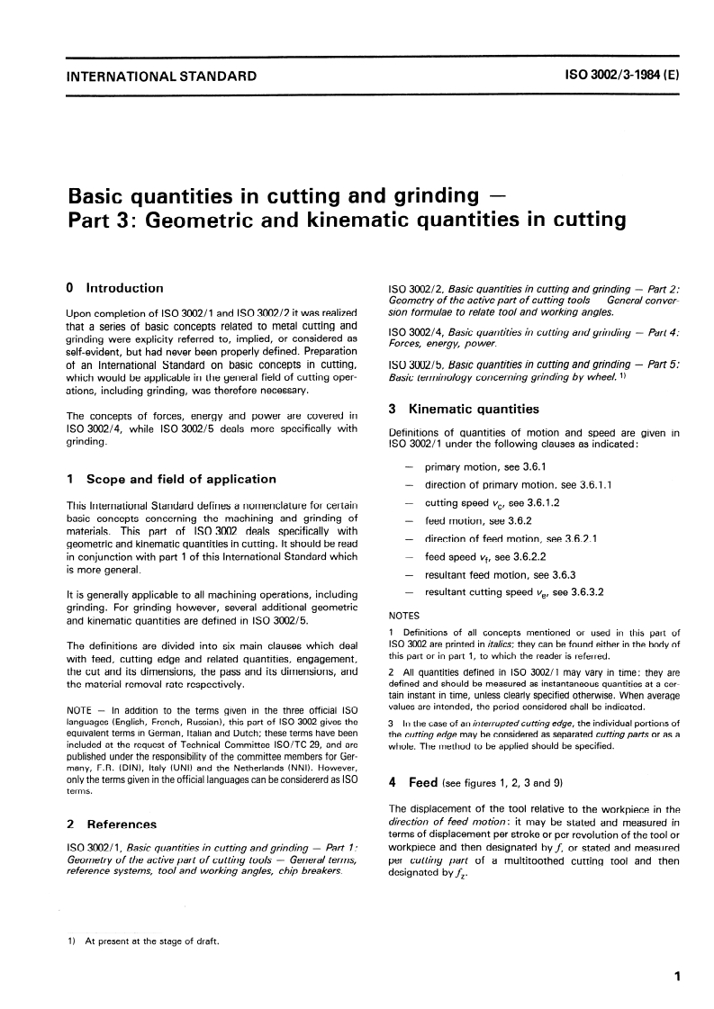 ISO 3002-3:1984 ISO 3002-3:1984 - Basic quantities in cutting and grinding — Part 3: Geometric and kinematic quantities in cutting/1/1984 - Page 3 preview