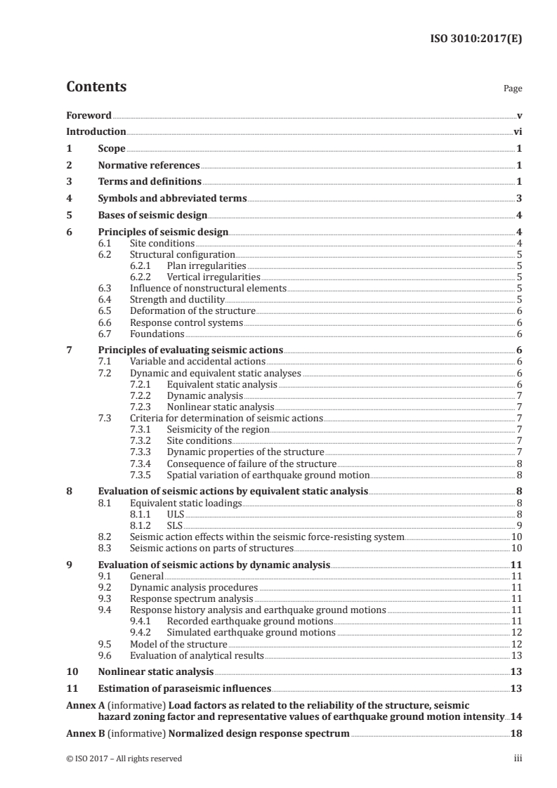 ISO 3010:2017 ISO 3010:2017 - Bases for design of structures — Seismic actions on structures/30/2017 - Page 3 preview