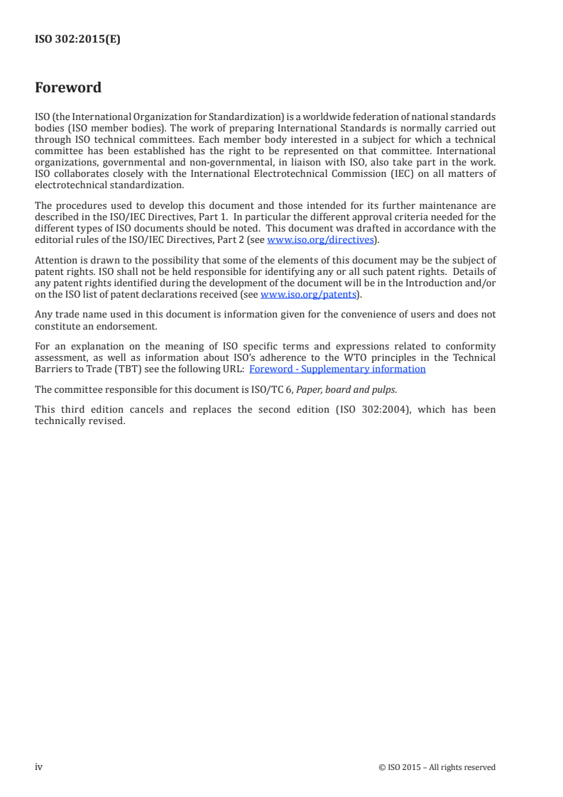 ISO 302:2015 ISO 302:2015 - Pulps — Determination of Kappa number/24/2015 - Page 4 preview