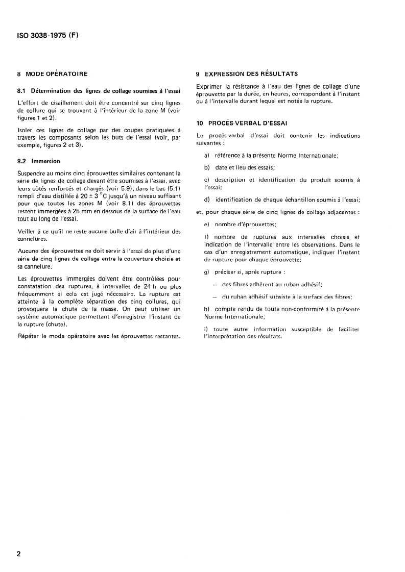 ISO 3038:1975 ISO 3038:1975 - Carton ondulé — Détermination par immersion de la résistance à l'eau des lignes de collage/1/1975 - Page 4 preview