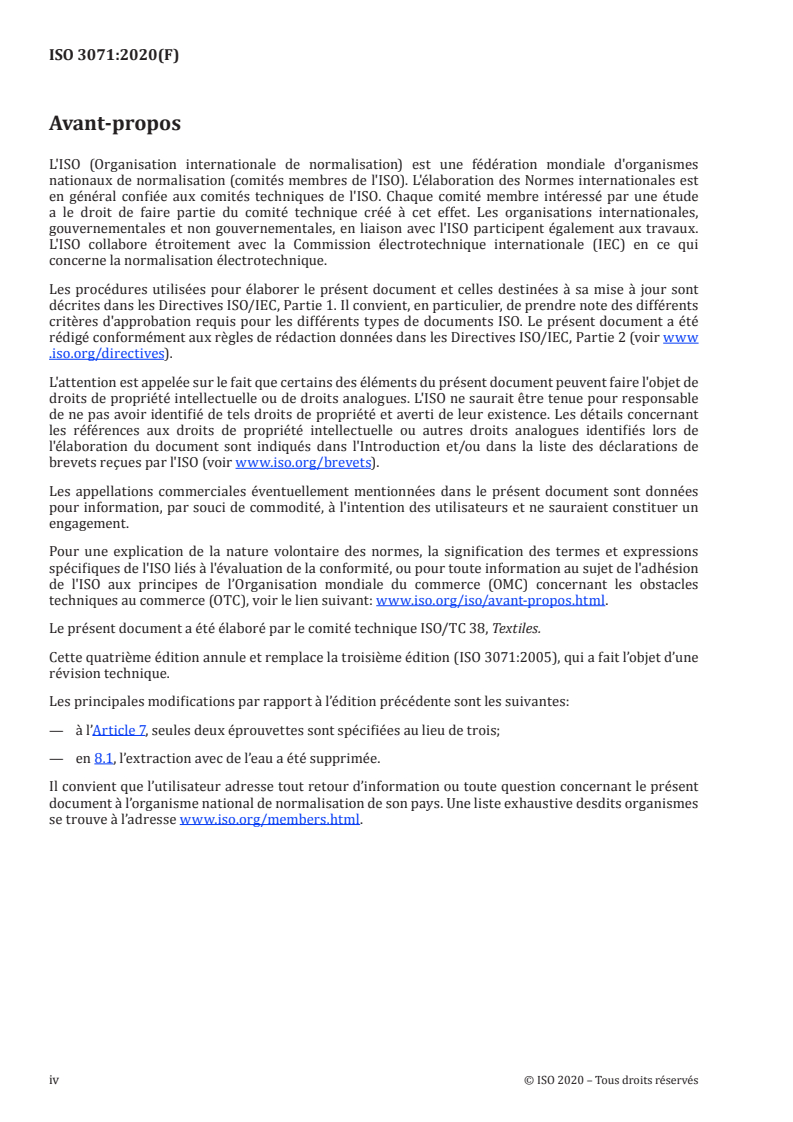 ISO 3071:2020 ISO 3071:2020 - Textiles — Détermination du pH de l'extrait aqueux/27/2020 - Page 4 preview
