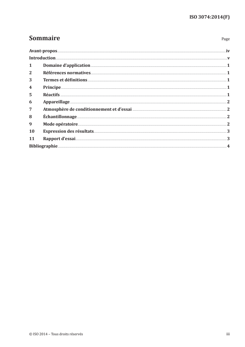 ISO 3074:2014 ISO 3074:2014 - Laine — Méthode de détermination de l'extrait dichlorométhanique dans un ruban de laine peignée/24/2014 - Page 3 preview