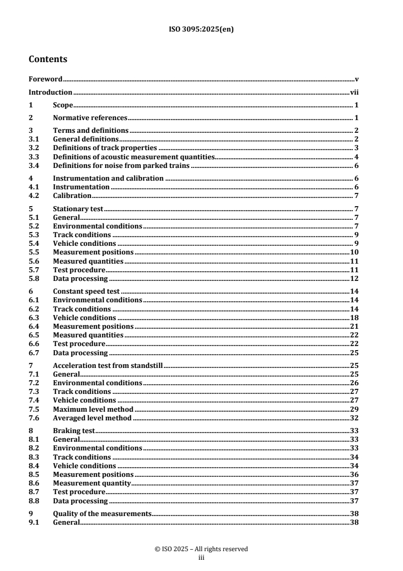 ISO 3095:2025 REDLINE ISO 3095:2025 - Railway applications — Acoustics — Measurement of noise emitted by railbound vehicles - Page 3 preview