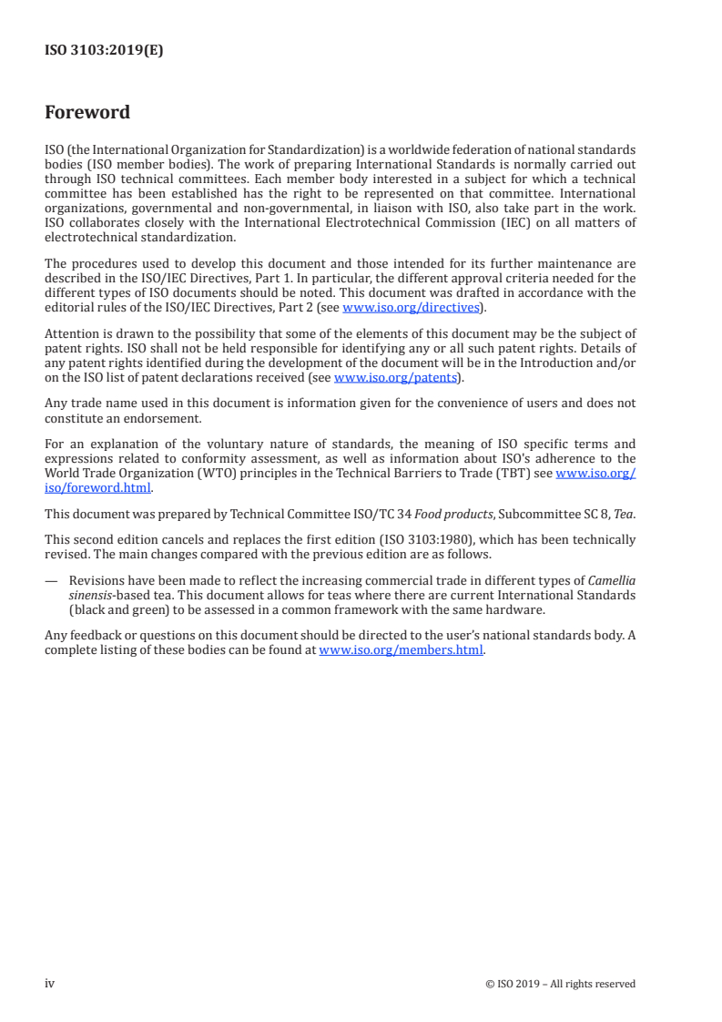 ISO 3103:2019 ISO 3103:2019 - Tea — Preparation of liquor for use in sensory tests
Released:12/9/2019 - Page 4 preview