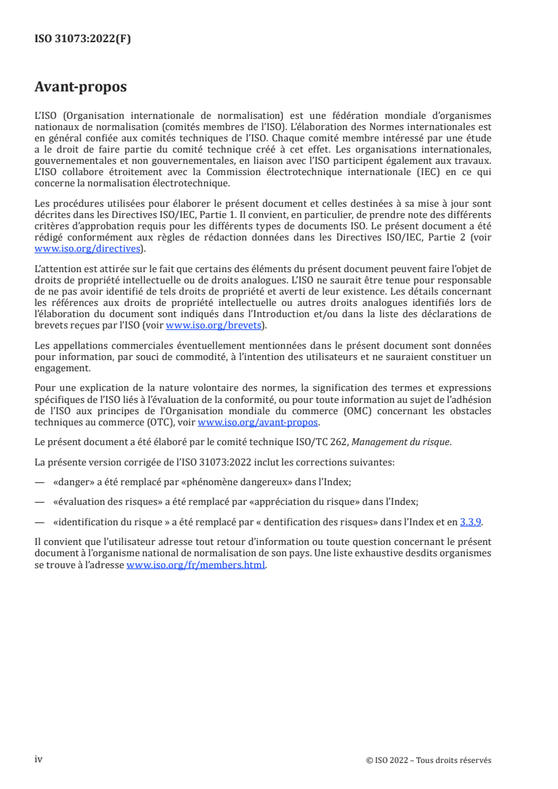 ISO 31073:2022 ISO 31073:2022 - Management du risque — Vocabulaire
Released:1/30/2023 - Page 4 preview