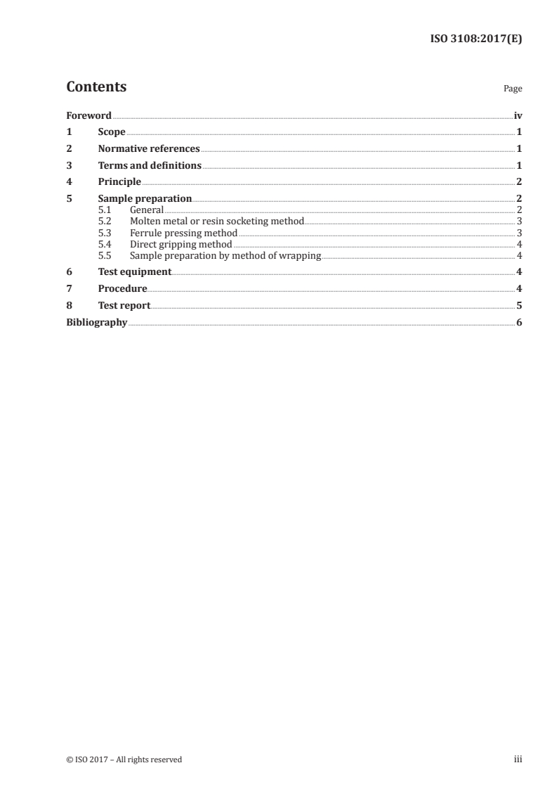 ISO 3108:2017 ISO 3108:2017 - Steel wire ropes — Test method — Determination of measured breaking force/25/2017 - Page 3 preview