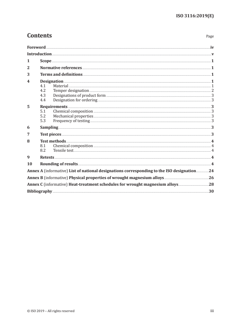 ISO 3116:2019 ISO 3116:2019 - Magnesium and magnesium alloys β Wrought magnesium and magnesium alloys/9/2019 - Page 3 preview