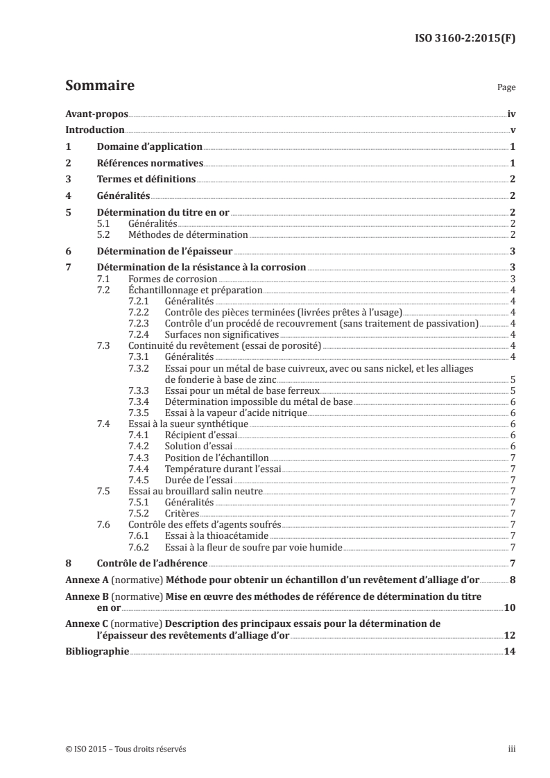 ISO 3160-2:2015 ISO 3160-2:2015 - Boîtes de montres et leurs accessoires — Revêtements d'alliage d'or — Partie 2: Détermination du titre, de l'épaisseur, de la résistance à la corrosion et de l'adhérence/10/2015 - Page 3 preview
