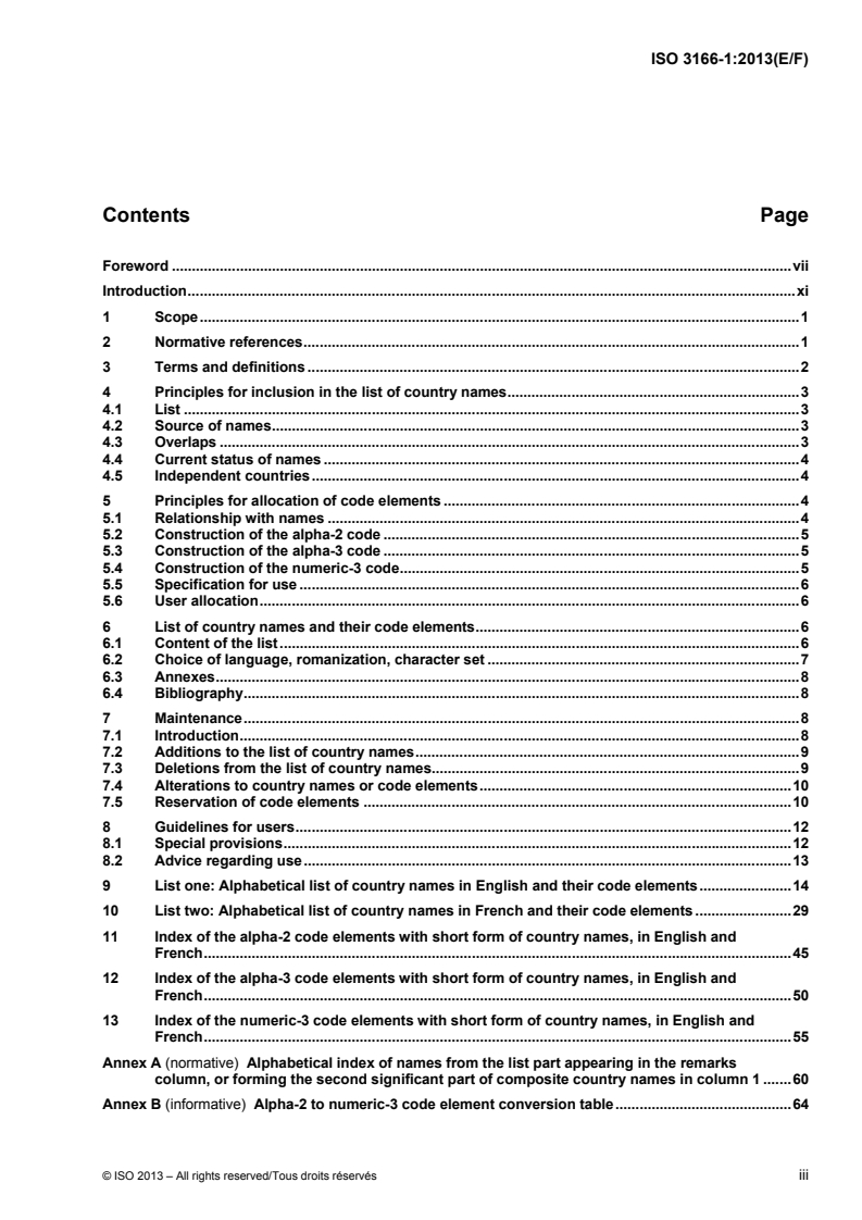 SIST ISO 3166-1:2013:2014 ISO 3166-1:2013 - Codes for the representation of names of countries and their subdivisions — Part 1: Country codes/19/2013 - Page 3 preview