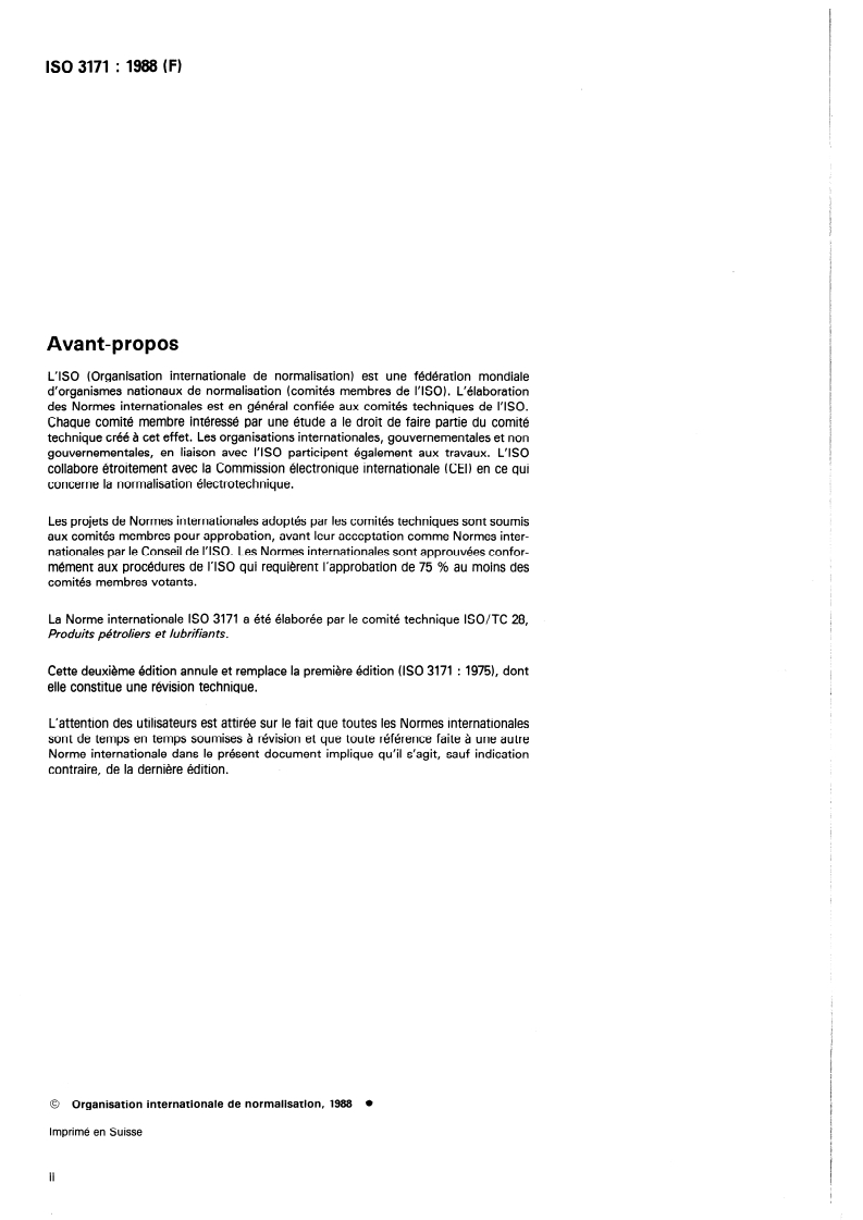SIST ISO 3171:1996 ISO 3171:1988 - Produits pétroliers liquides — Échantillonnage automatique en oléoduc/29/1988 - Page 2 preview