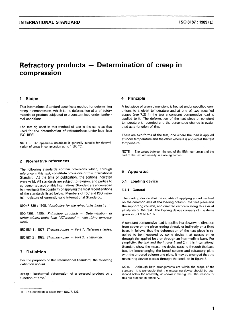 ISO 3187:1989 ISO 3187:1989 - Refractory products — Determination of creep in compression/22/1989 - Page 3 preview