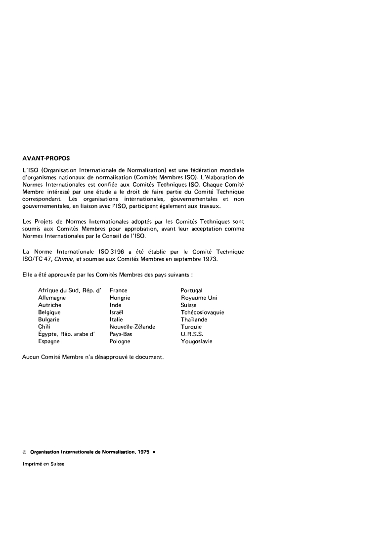 ISO 3196:1975 ISO 3196:1975 - Hydroxyde de sodium à usage industriel — Dosage des carbonates — Méthode titrimétrique/1/1975 - Page 2 preview