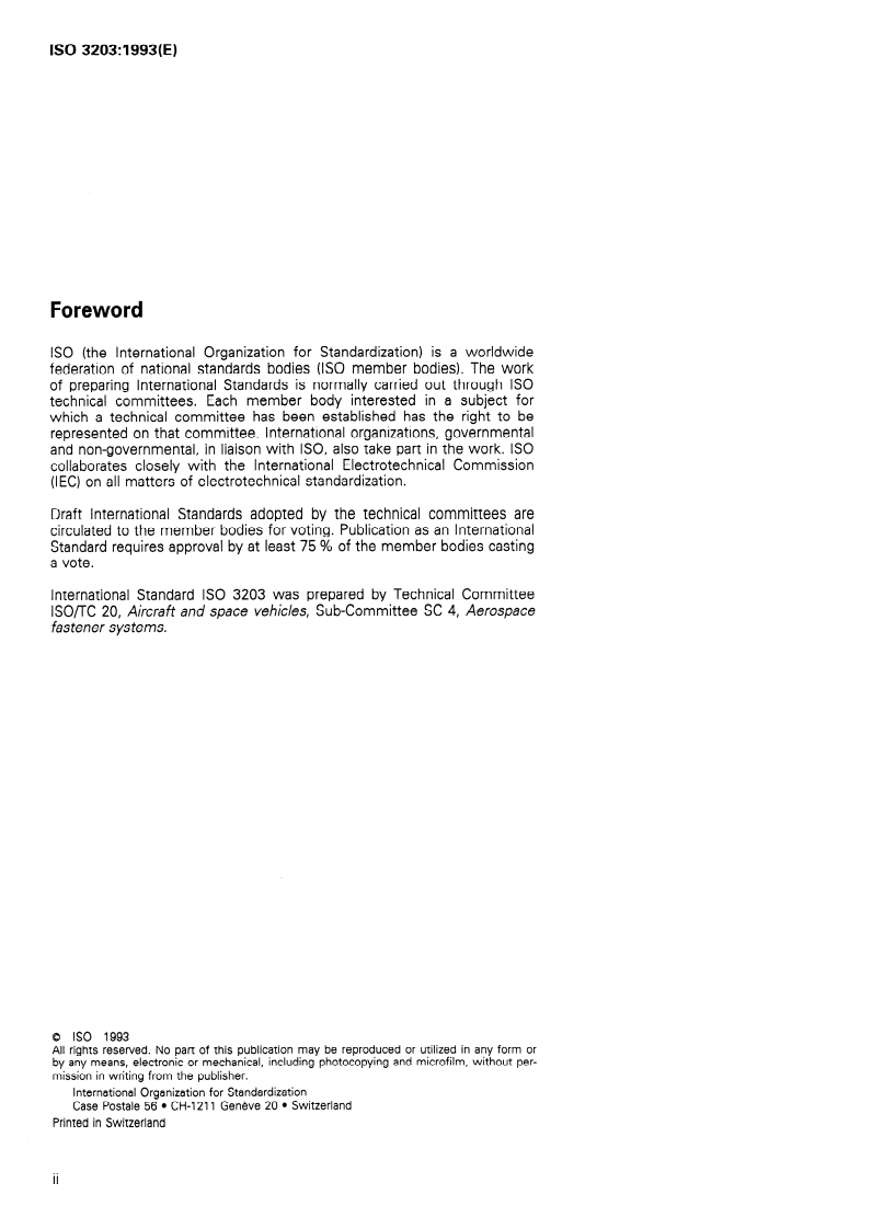 ISO 3203:1993 ISO 3203:1993 - Aerospace — Bolts, normal bihexagonal head, normal or pitch diameter shank, long length MJ threads, metallic material, coated or uncoated, strength classes less than or equal to 1 100 MPa — Dimensions/23/1993 - Page 2 preview