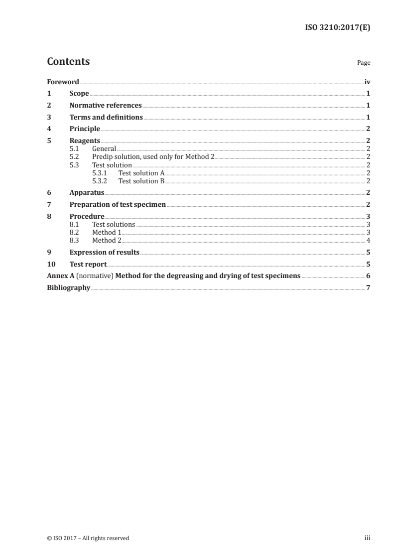 ISO 3210:2017 ISO 3210:2017 - Anodizing of aluminium and its alloys — Assessment of quality of sealed anodic oxidation coatings by measurement of the loss of mass after immersion in acid solution(s)
Released:10/30/2017 - Page 3 preview