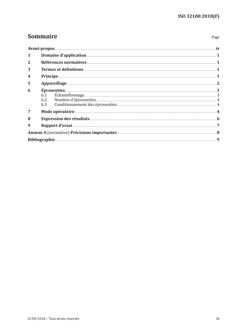 ISO 32100:2018 ISO 32100:2018 - Supports textiles revêtus de caoutchouc ou de plastique — Essais physiques et mécaniques — Détermination de la résistance à la flexion à l'aide d'un flexomètre/23/2018 - Page 3 preview