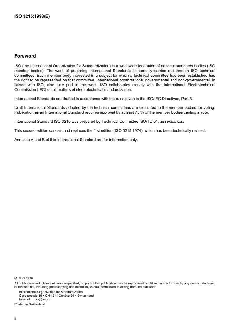 ISO 3215:1998 ISO 3215:1998 - Oil of nutmeg, Indonesian type (Myristica fragrans Houtt.)/17/1998 - Page 2 preview