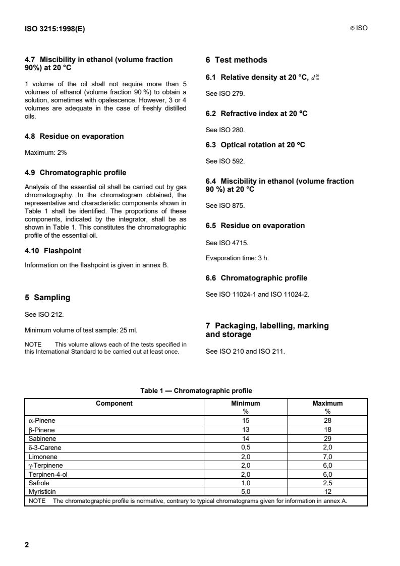 ISO 3215:1998 ISO 3215:1998 - Oil of nutmeg, Indonesian type (Myristica fragrans Houtt.)/17/1998 - Page 4 preview