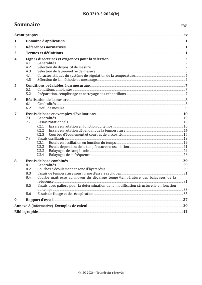 ISO 3219-3:2026 ISO 3219-3:2026 - Rhéologie — Partie 3: Mode opératoire d'essai et exemples d'évaluation des résultats en cas d'utilisation de la rhéométrie rotative et oscillatoire - Page 3 preview