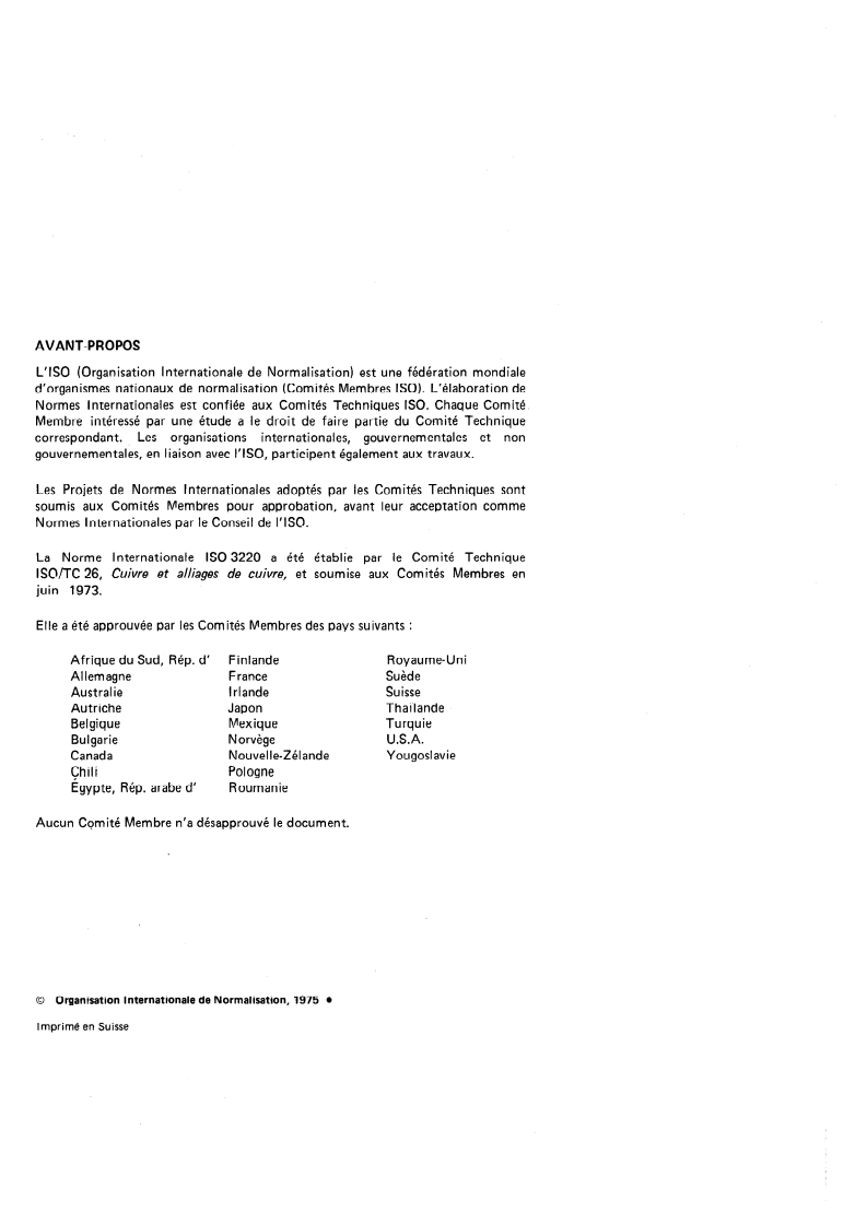 ISO 3220:1975 ISO 3220:1975 - Cuivre et alliages de cuivre — Dosage de l'arsenic — Méthode photométrique/1/1975 - Page 2 preview