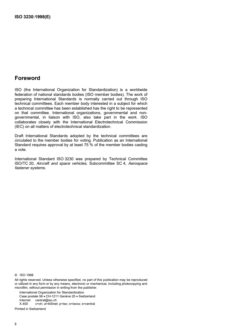 ISO 3230:1998 ISO 3230:1998 - Aerospace — Rivets, solid, 100 degrees normal countersunk head with dome, metallic material, with or without surface treatment — Dimensions/12/1998 - Page 2 preview