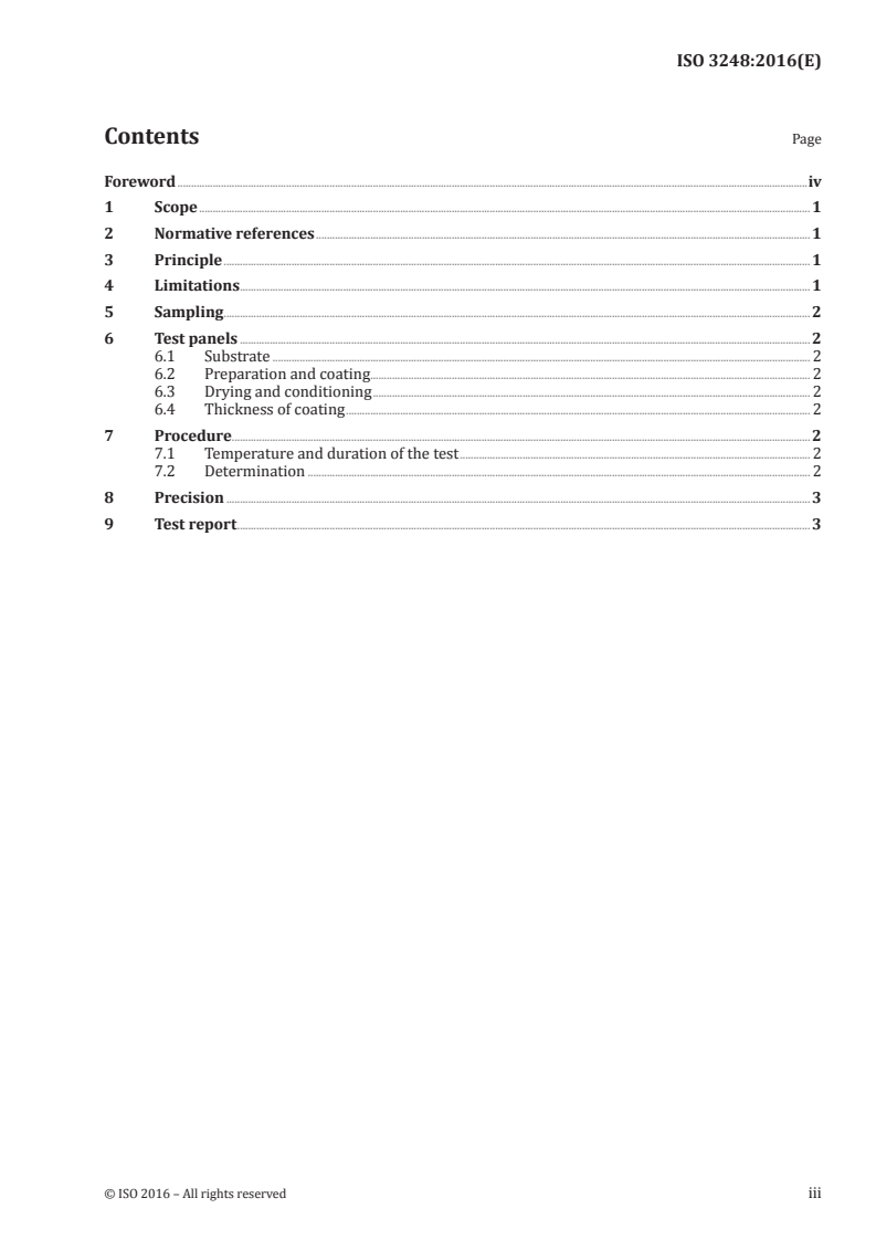 ISO 3248:2016 ISO 3248:2016 - Paints and varnishes — Determination of the effect of heat/18/2016 - Page 3 preview