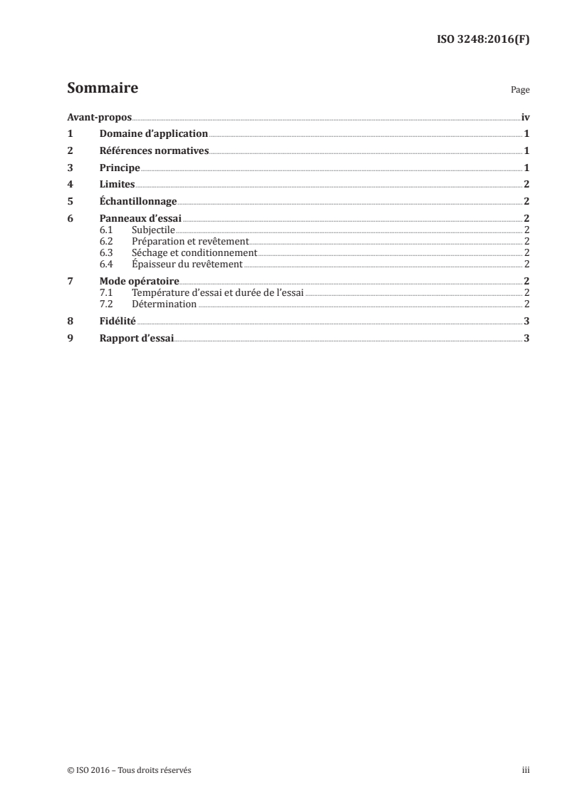 ISO 3248:2016 ISO 3248:2016 - Peintures et vernis — Détermination des effets de la chaleur/18/2016 - Page 3 preview