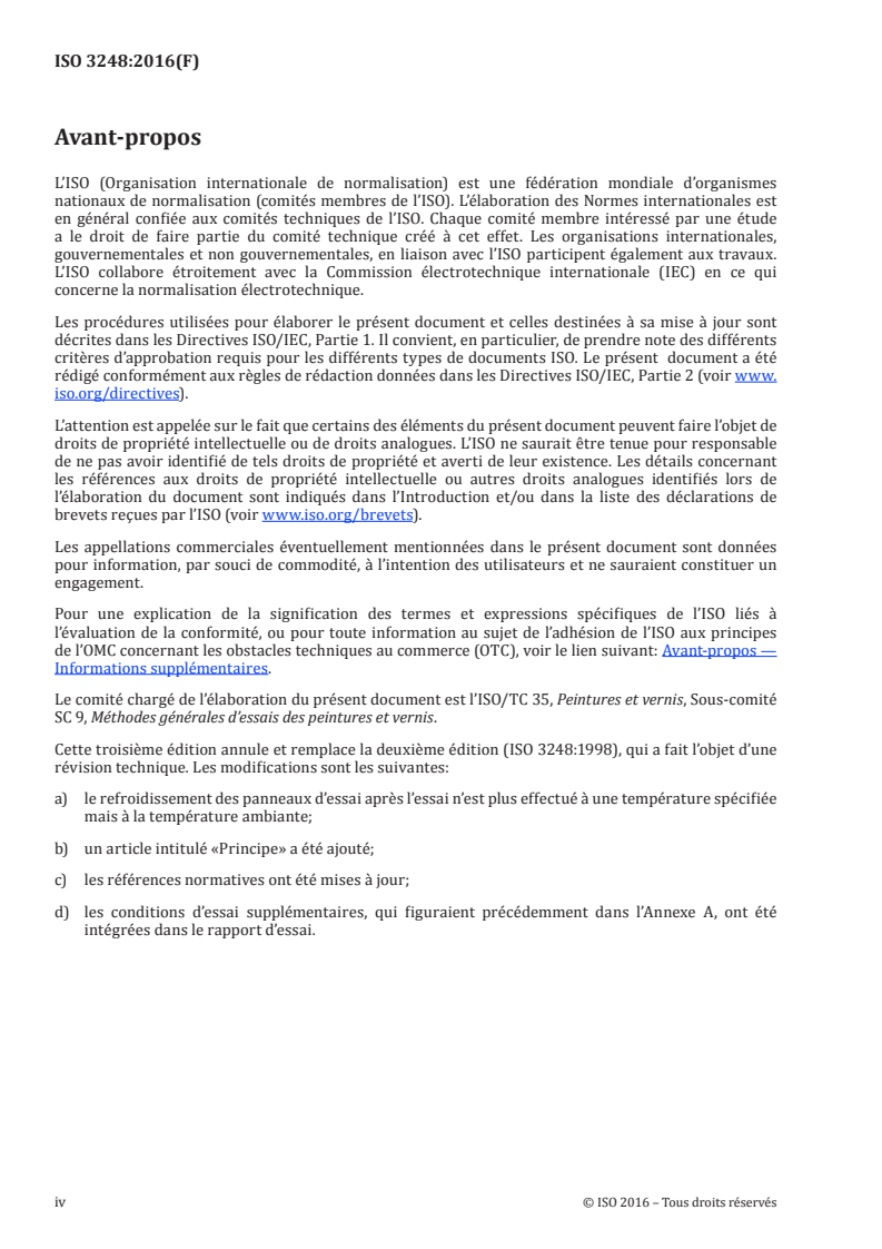 ISO 3248:2016 ISO 3248:2016 - Peintures et vernis — Détermination des effets de la chaleur/18/2016 - Page 4 preview